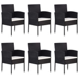 7 Piece Garden Dining Set Poly Rattan Black - Side View