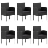 7 Piece Garden Dining Set Poly Rattan Black