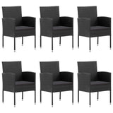 7 Piece Garden Dining Set Poly Rattan Black - Side View