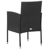 7 Piece Garden Dining Set Poly Rattan Black - Close-Up Angle