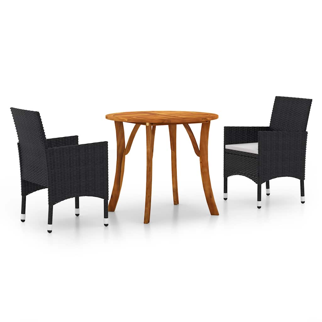 3 Piece Garden Dining Set Black