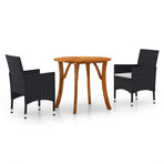 3 Piece Garden Dining Set Black