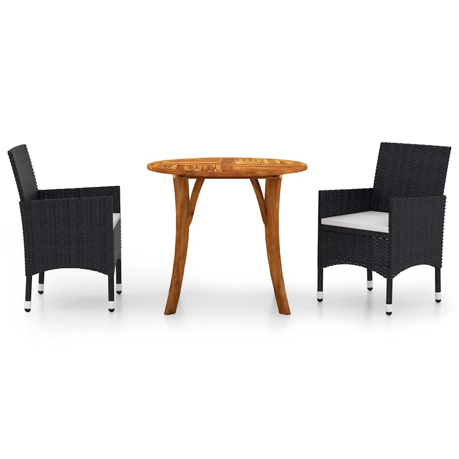 3 Piece Garden Dining Set Black