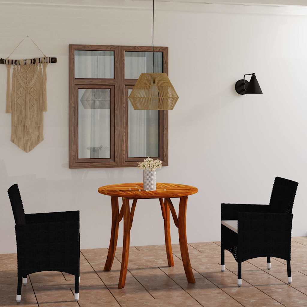 3 Piece Garden Dining Set Black