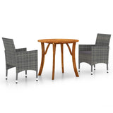 3 Piece Garden Dining Set Grey - Front View