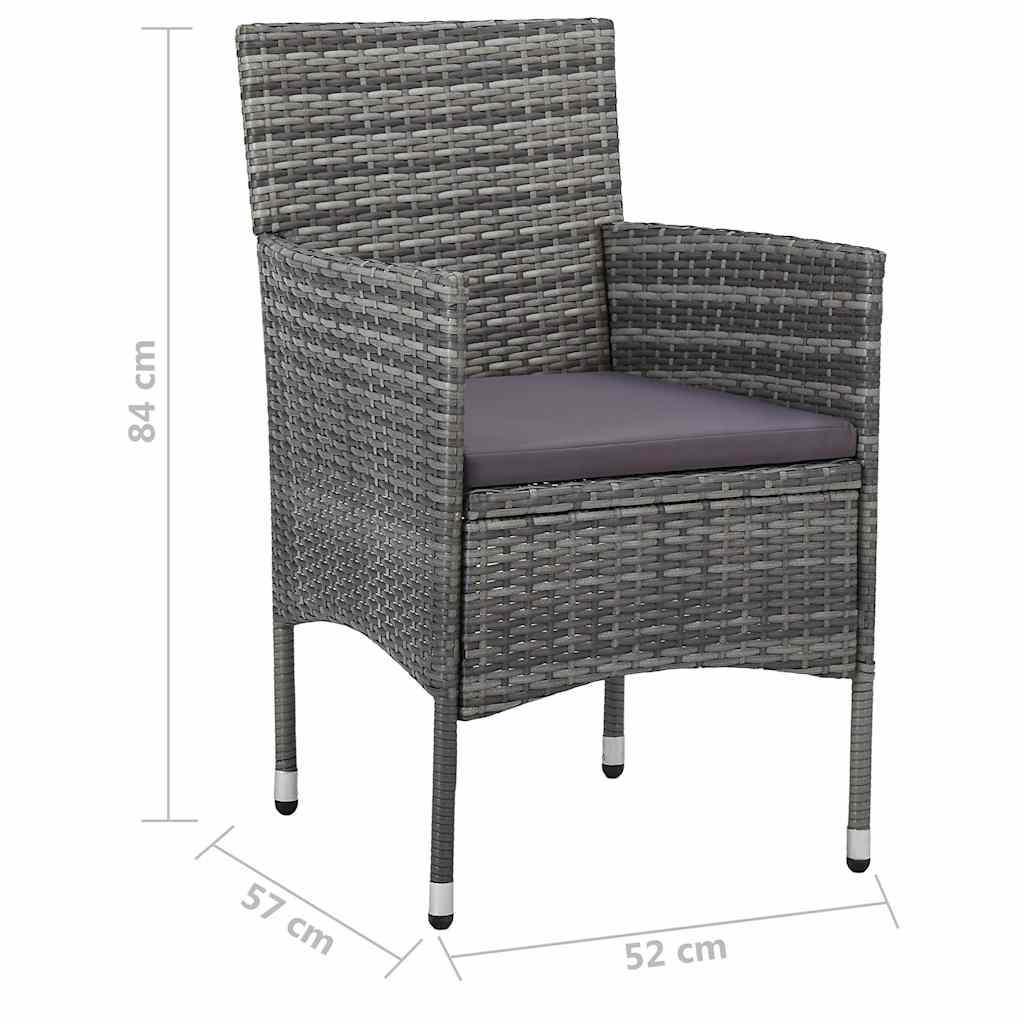 3 Piece Garden Dining Set Grey
