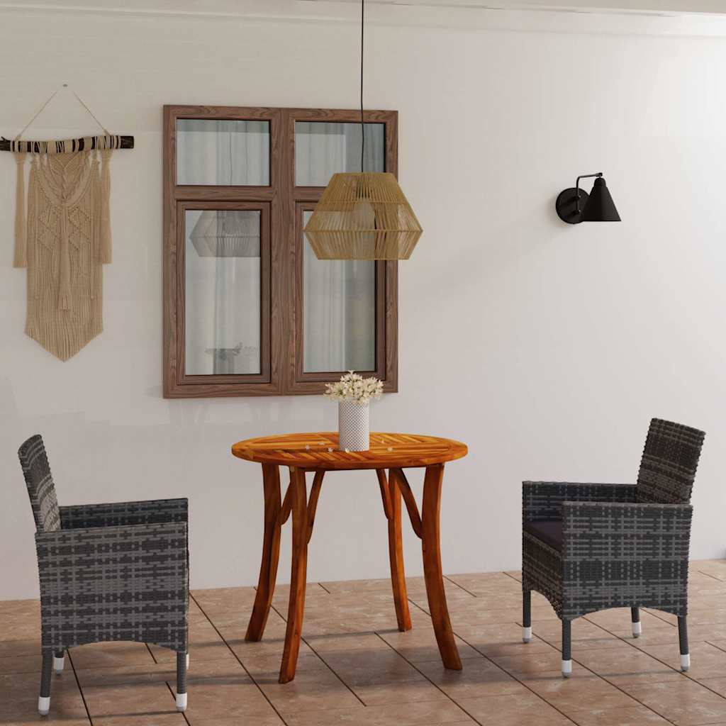 3 Piece Garden Dining Set Grey