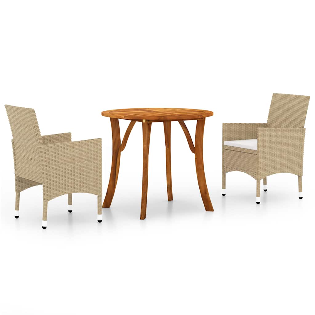 3 Piece Garden Dining Set Beige
