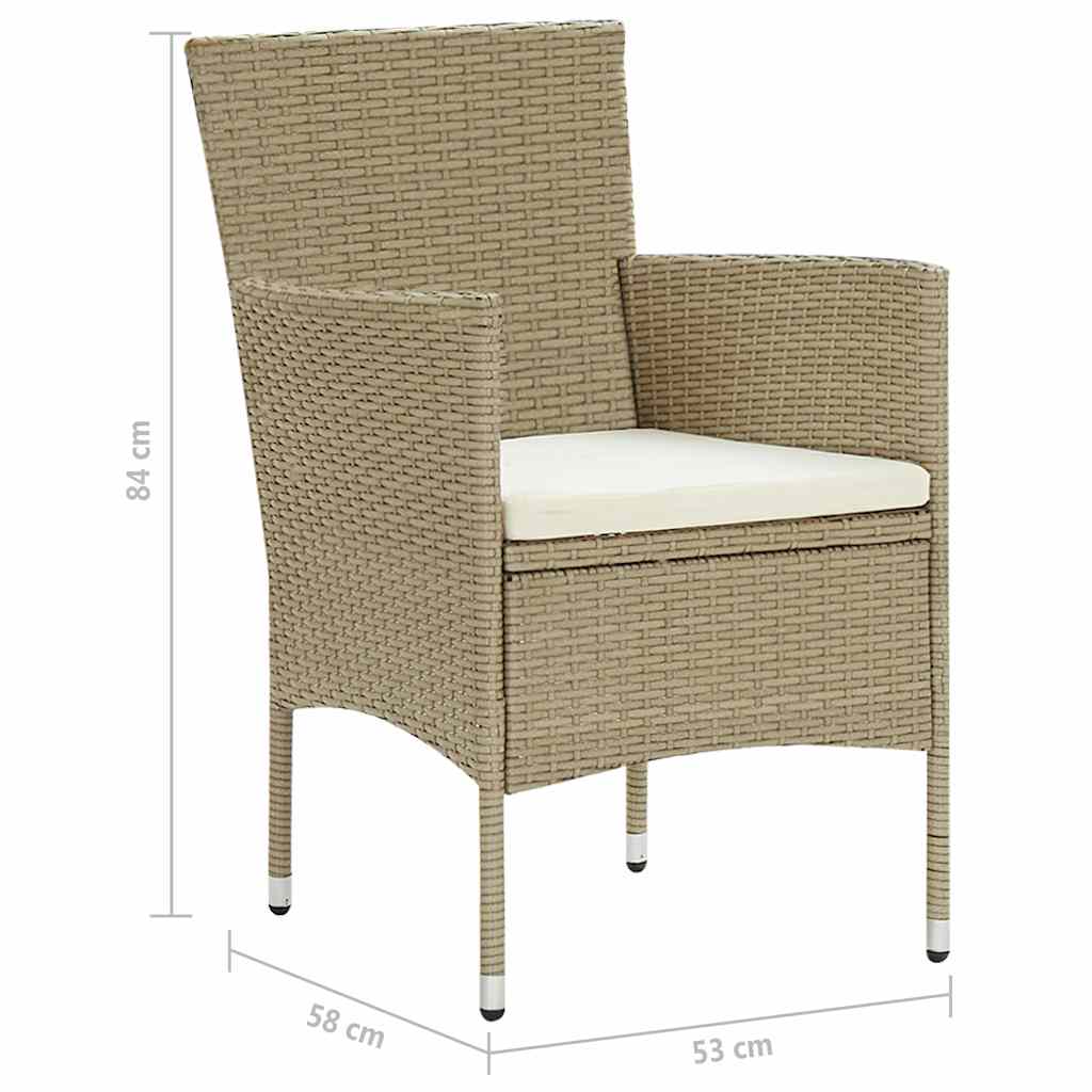 3 Piece Garden Dining Set Beige