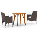 3 Piece Garden Dining Set Brown