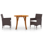 3 Piece Garden Dining Set Brown