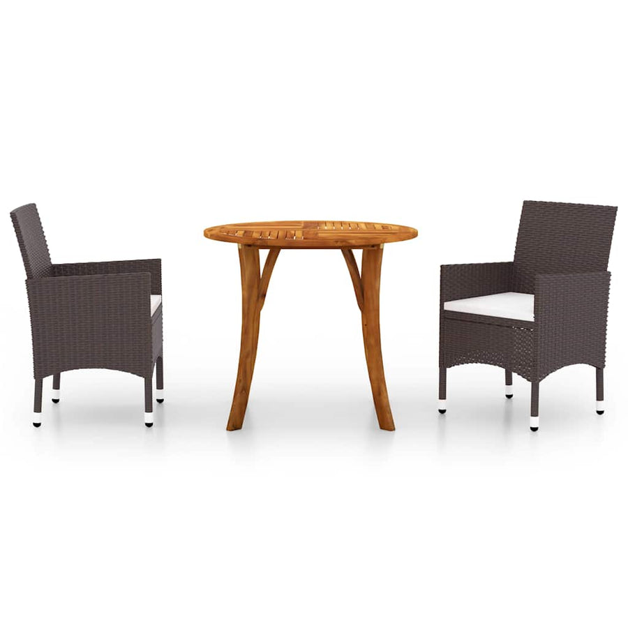 3 Piece Garden Dining Set Brown