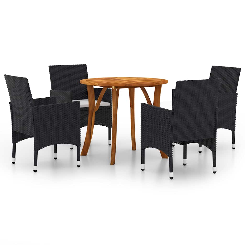 5 Piece Garden Dining Set Black