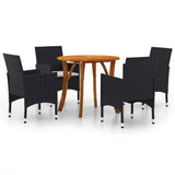 5 Piece Garden Dining Set Black - Front View