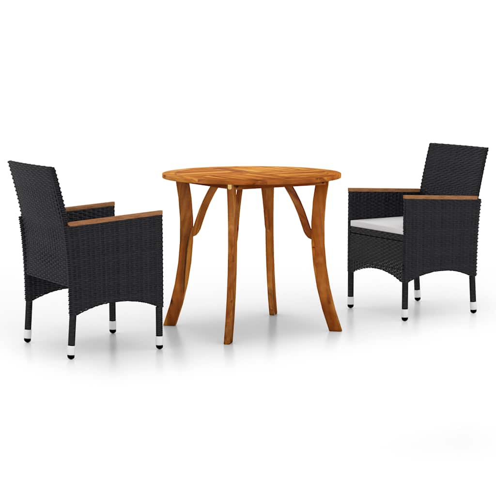 3 Piece Garden Dining Set Black
