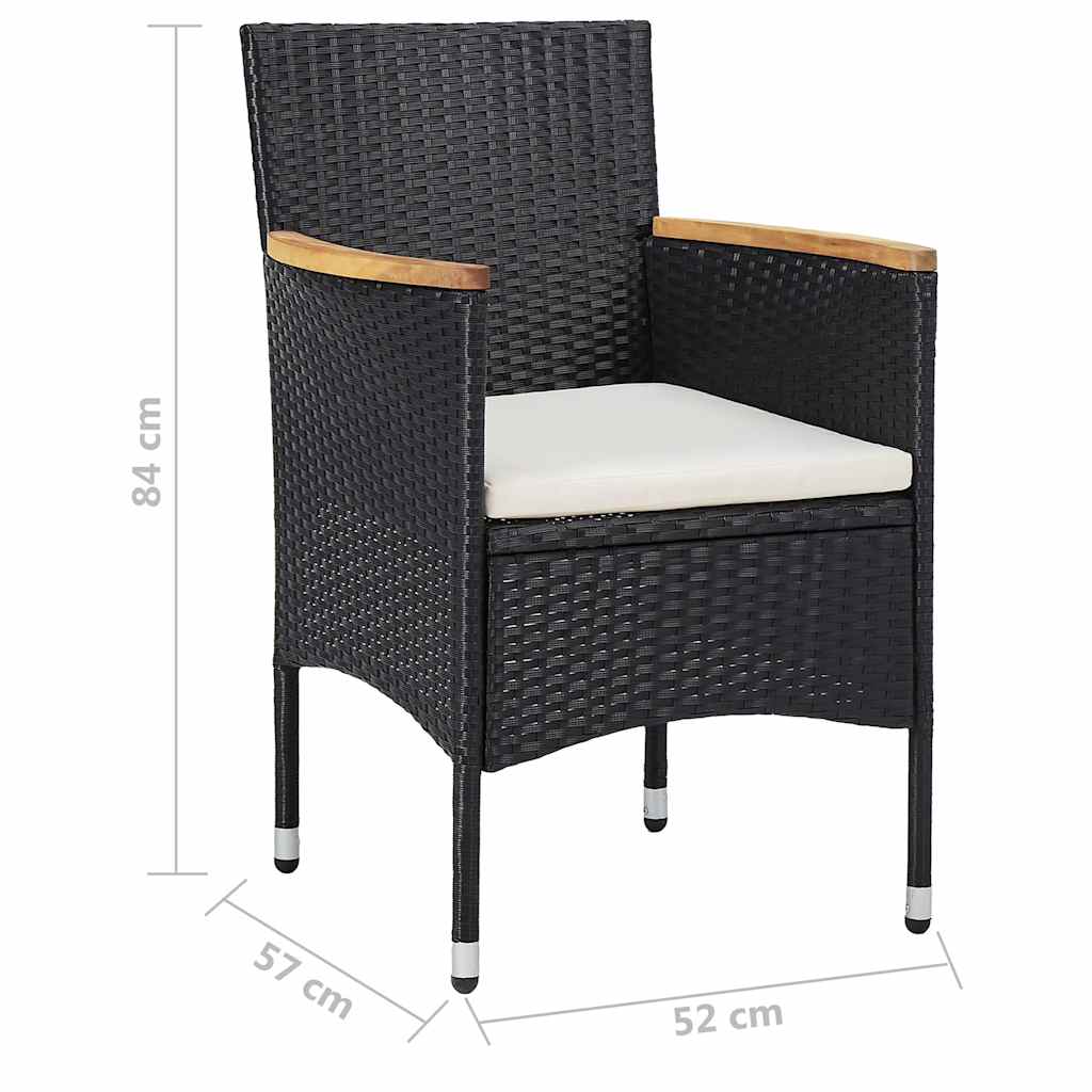 3 Piece Garden Dining Set Black