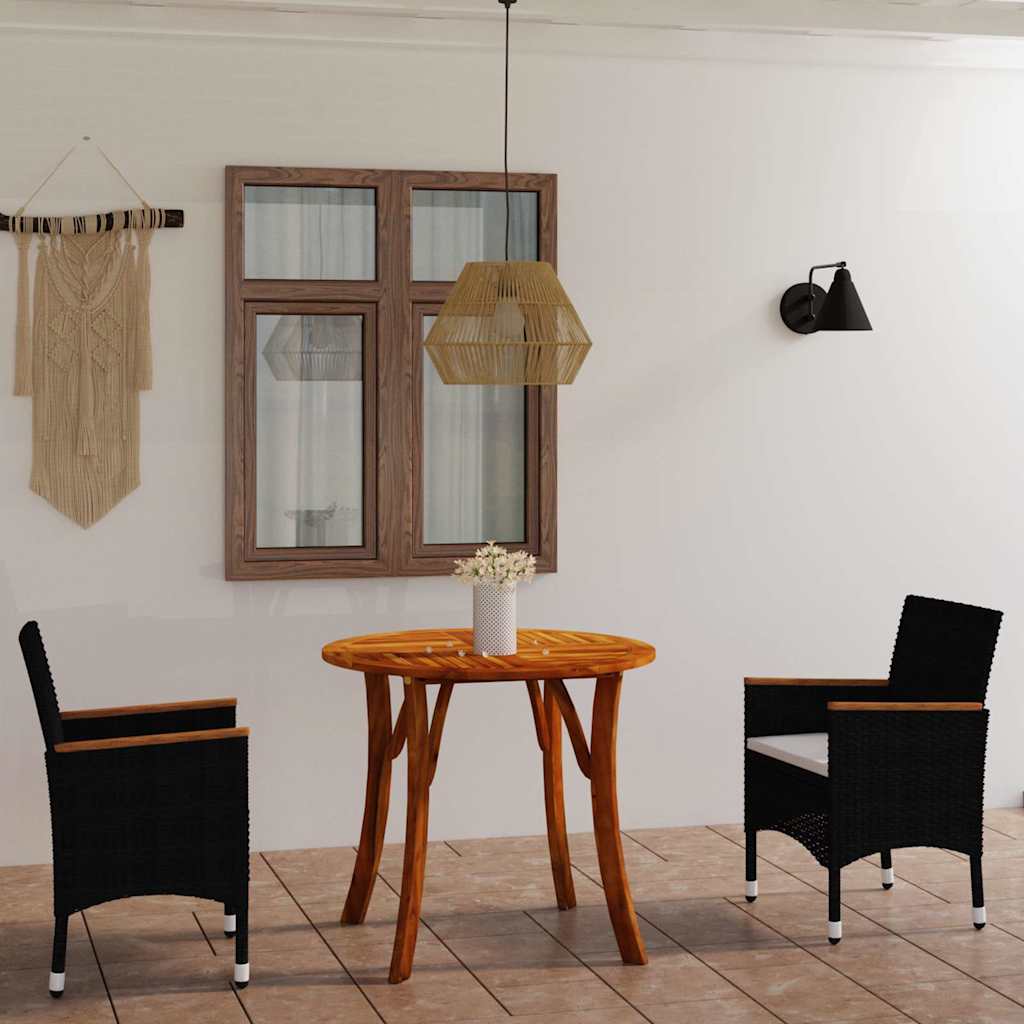 3 Piece Garden Dining Set Black