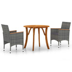 3 Piece Garden Dining Set Grey