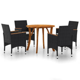 5 Piece Garden Dining Set Black - Front View