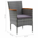 5 Piece Garden Dining Set Grey - Extra Image
