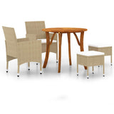 5 Piece Garden Dining Set Beige - Front View