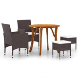 5 Piece Garden Dining Set Brown - Front View