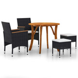 5 Piece Garden Dining Set Black