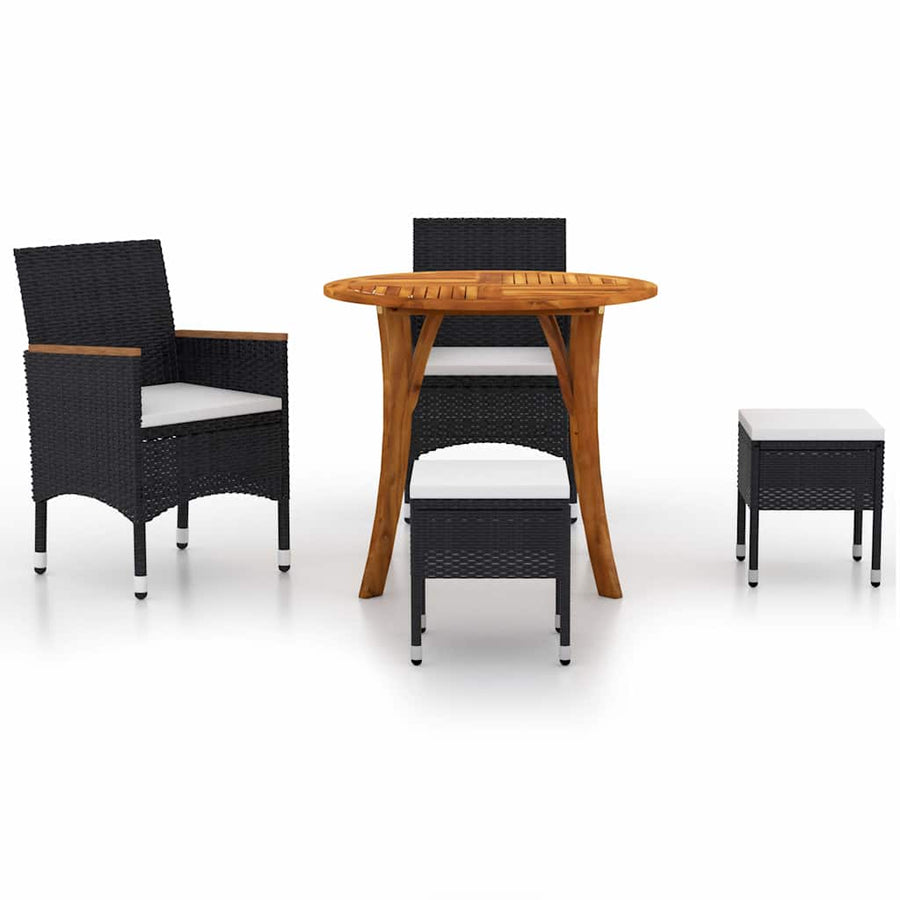 5 Piece Garden Dining Set Black