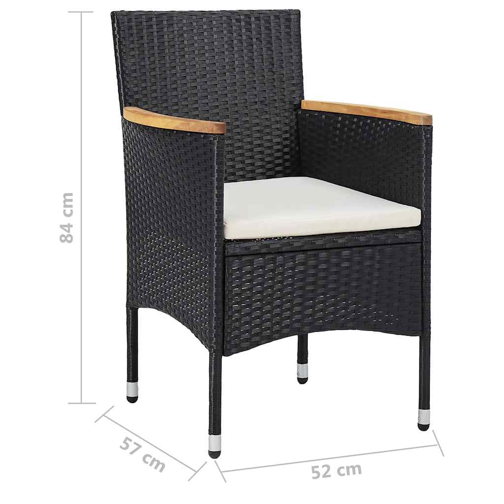 5 Piece Garden Dining Set Black