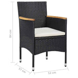 5 Piece Garden Dining Set Black