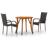3 Piece Garden Dining Set Brown