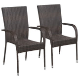 3 Piece Garden Dining Set Brown - Close-Up Angle