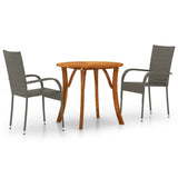 3 Piece Garden Dining Set Grey