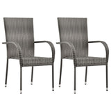3 Piece Garden Dining Set Grey - 45-Degree Angle