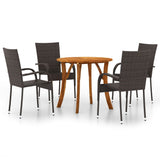 5 Piece Garden Dining Set Brown
