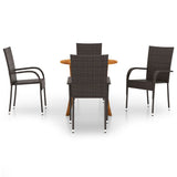 5 Piece Garden Dining Set Brown