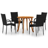 5 Piece Garden Dining Set Black - Front View