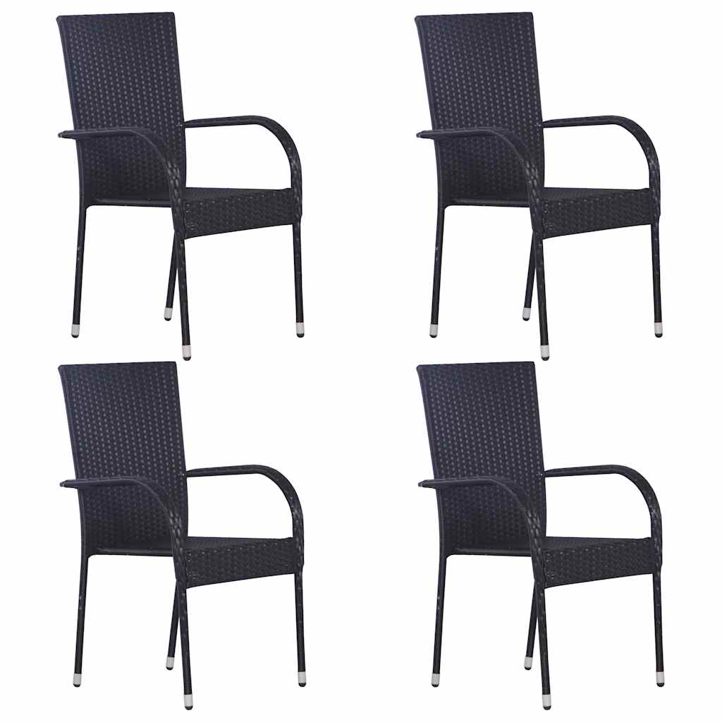 5 Piece Garden Dining Set Black