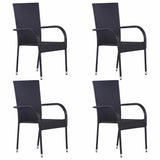 5 Piece Garden Dining Set Black - Close-Up Angle