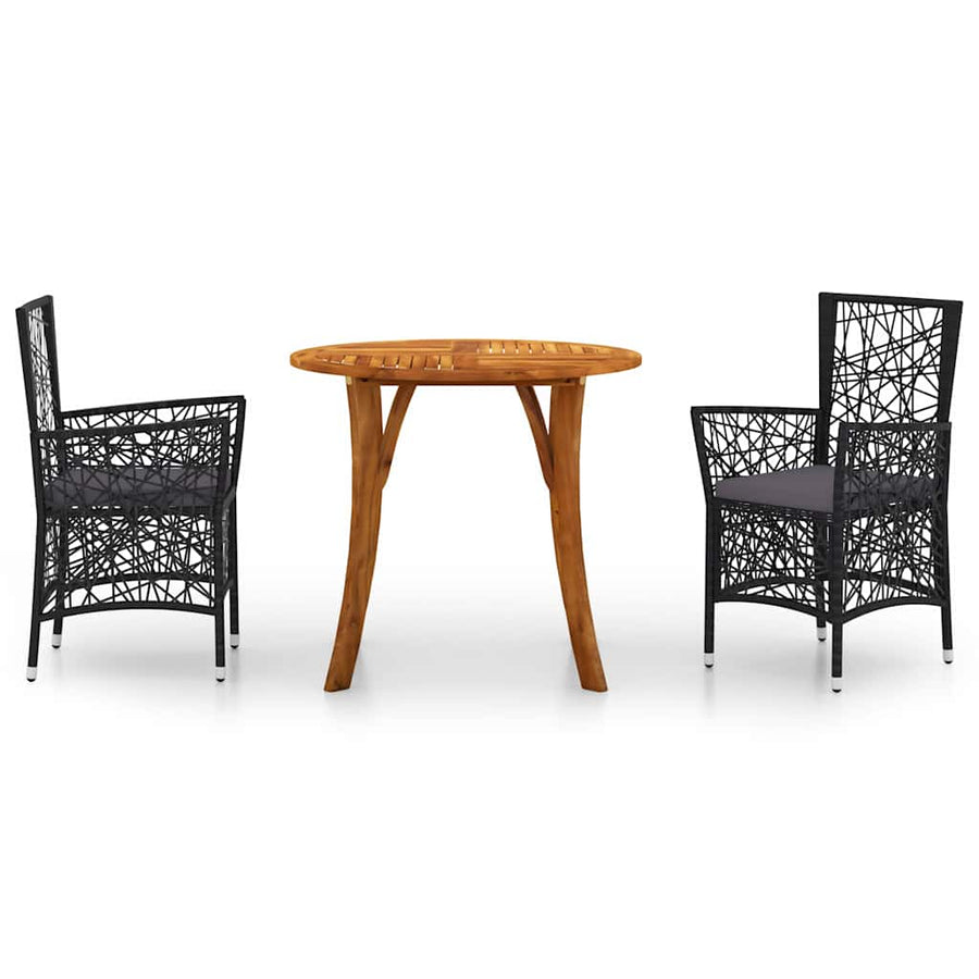 3 Piece Garden Dining Set Black