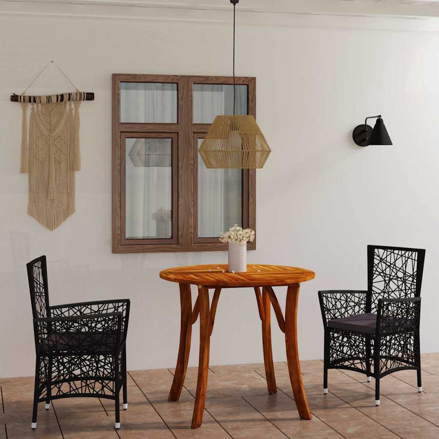 3 Piece Garden Dining Set Black