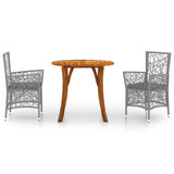 3 Piece Garden Dining Set Grey - Front View