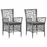 3 Piece Garden Dining Set Grey - Side View