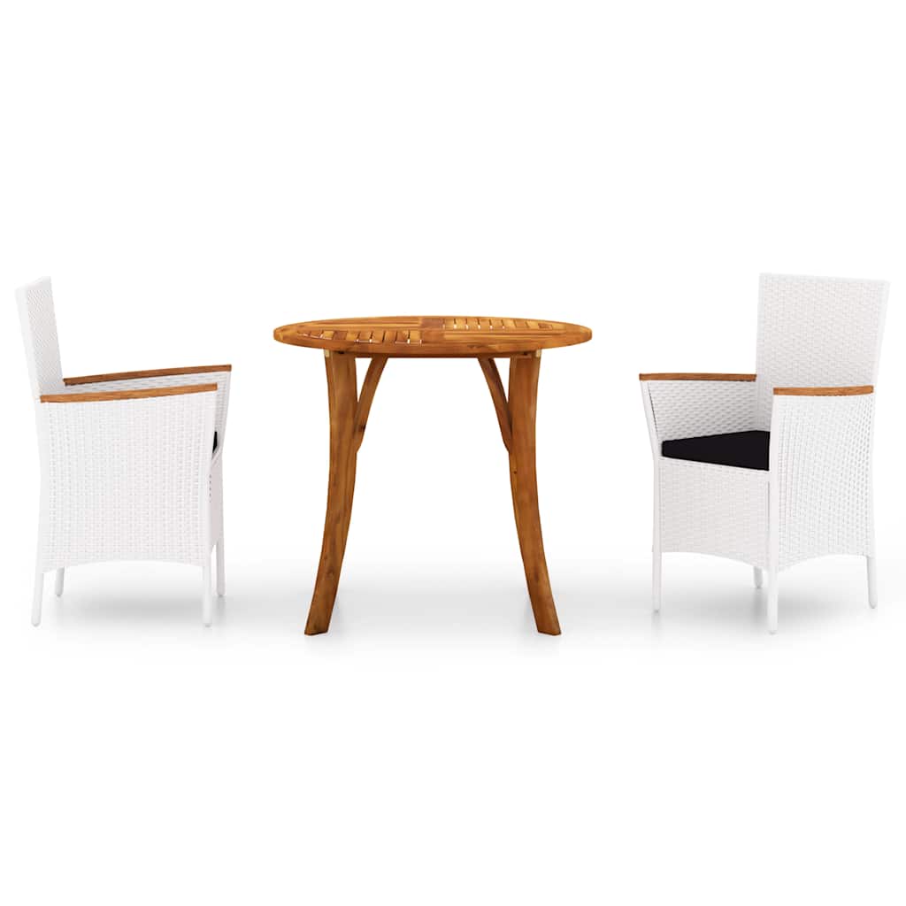 3 Piece Garden Dining Set White