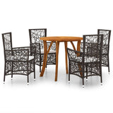 5 Piece Garden Dining Set Brown - Front View
