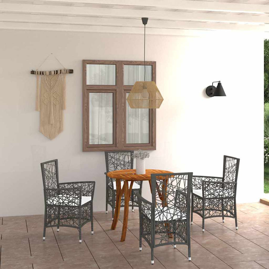 5 Piece Garden Dining Set Brown