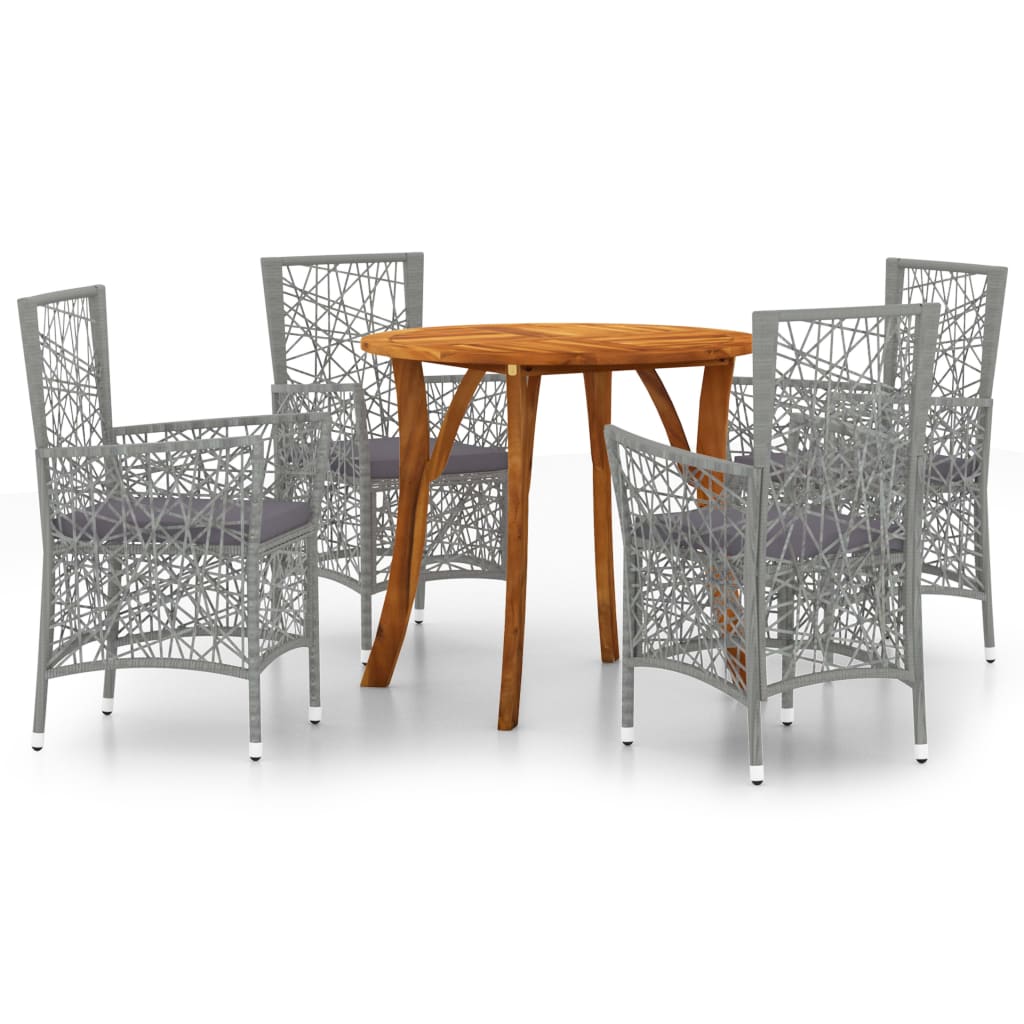 5 Piece Garden Dining Set Grey