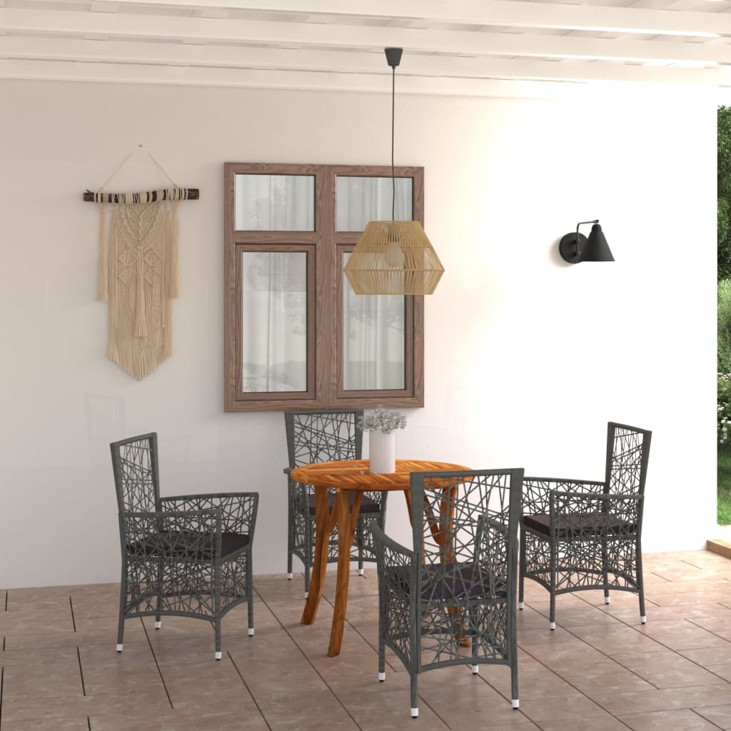5 Piece Garden Dining Set Grey