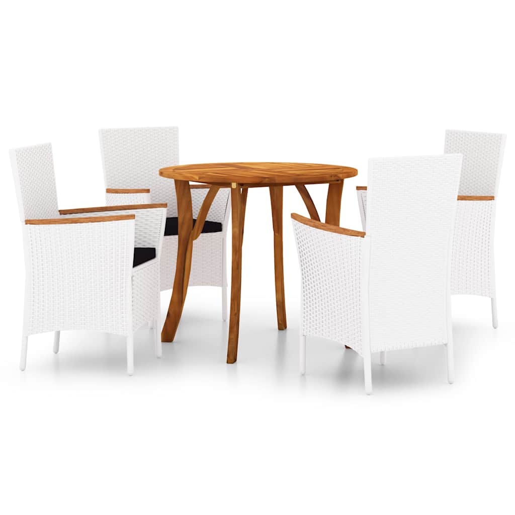 5 Piece Garden Dining Set White
