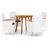 5 Piece Garden Dining Set White